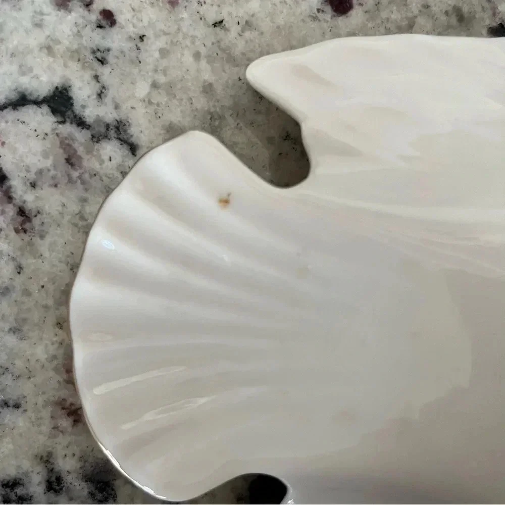 Lenox USA Beige Porcelain Dove Bird Figural Sauce or Candy Bowl Dish w/ 24K Gold